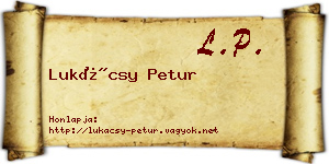 Lukácsy Petur névjegykártya